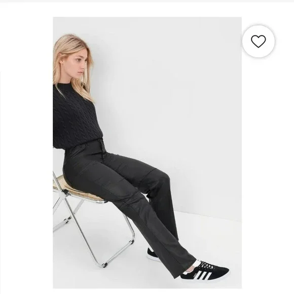 NWT GAP Teen Sky High 90s Loose Black Faux Leather Pants Size Teen 14