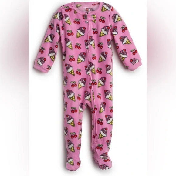 Elowel fluffy pajama pants Baby Girls Footed Icecream Pajama Sleeper Fleece 4T