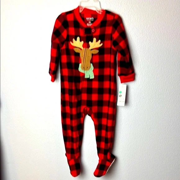 Carter's Red and Black Buffalo Plaid Footies