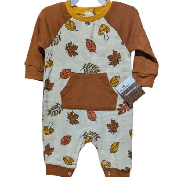 CELEBRATE baby boy girl Fall Leaves Bodysuit  Brown Unisex 3-6 Month K-376
