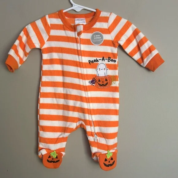 NWT- Koala Kids fuzzy ghost peek-a-boo sleeper footie, size NB 🎃