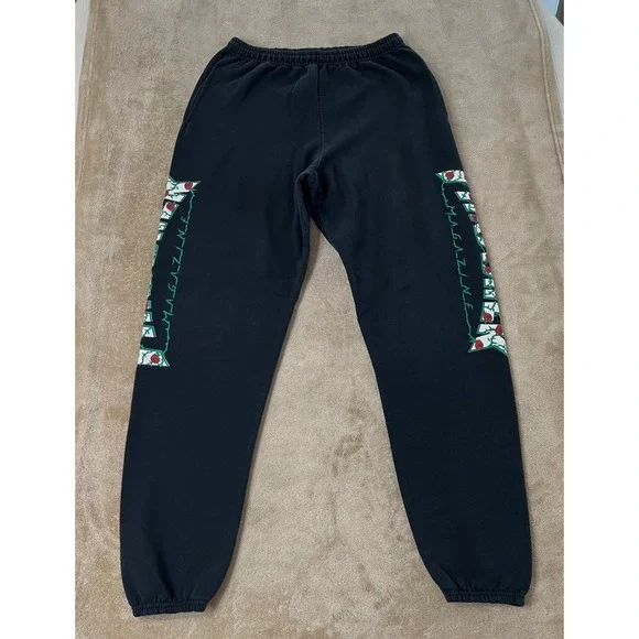 Thrasher Magazine Rose Logo Sweatpants Men's Medium Black Skate Fleece Joggers