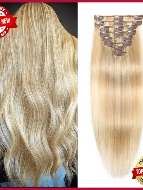 Clip In Human Hair Extensions 16 Inch Double Weft 8pcs Remy