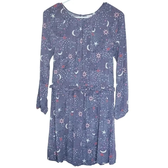 K1249 * Gap Kids Girls Blue Moon & Star Print Dress Blue Size XXL