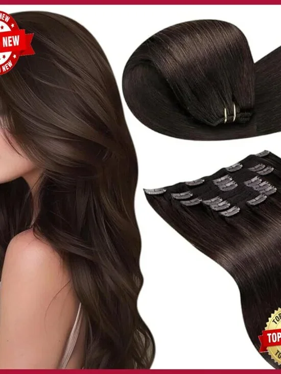20 Inch Real Human Hair Clip-In Extensions 7pcs 150g Full Head Volume