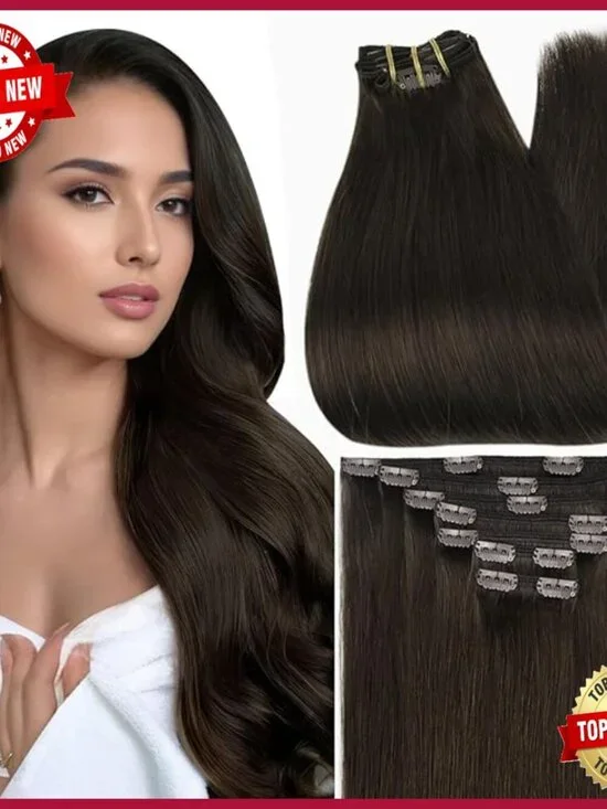 Human Hair Clip-In Extensions 24 Inch 7 Piece Set 120g Triple Weft