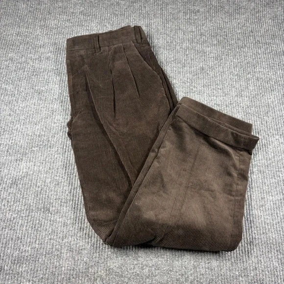 Lauren Ralph Lauren Pants Mens 38x29 Brown Corduroy Pleated Dress Cuffed Brown