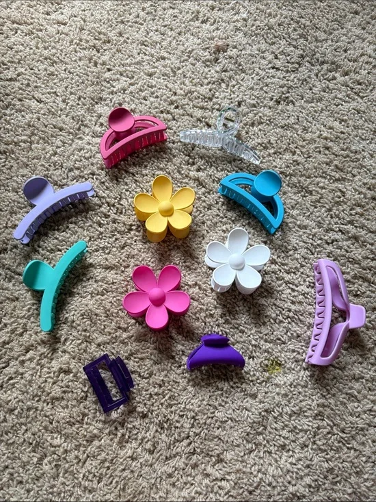 Colorful Hair Claw Clips Set - Multicolor Flower & Clip Styles