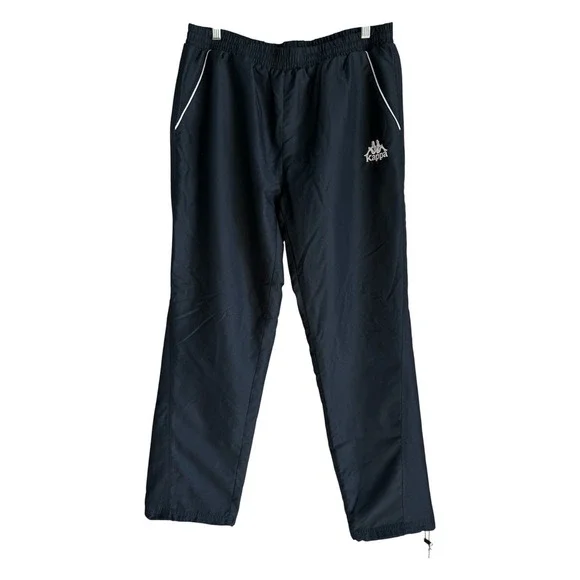Kappa Men's L Black Nylon Windbreaker Pants Track Techwear Gorpcore Toggle Cuff