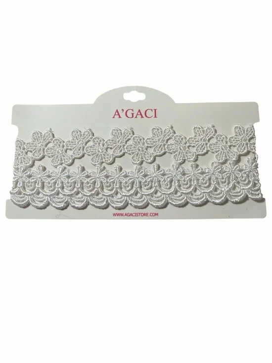 A'GACI White Lace Floral Chokers-2 pc set