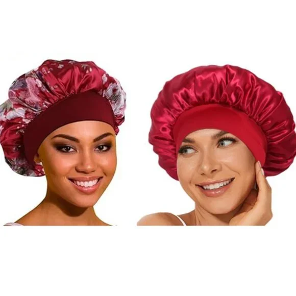 2 Piece Wide‎ Band Satin Sleeping Bonnet for Heatless Curls (NEW IN PACKAGE)