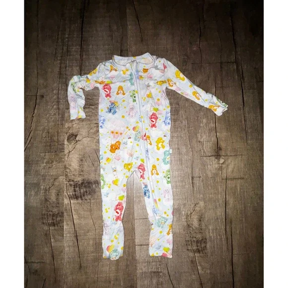 Posh Peanut Care Bears Bamboo Footed Sleeper Pajamas Blue 3-6M