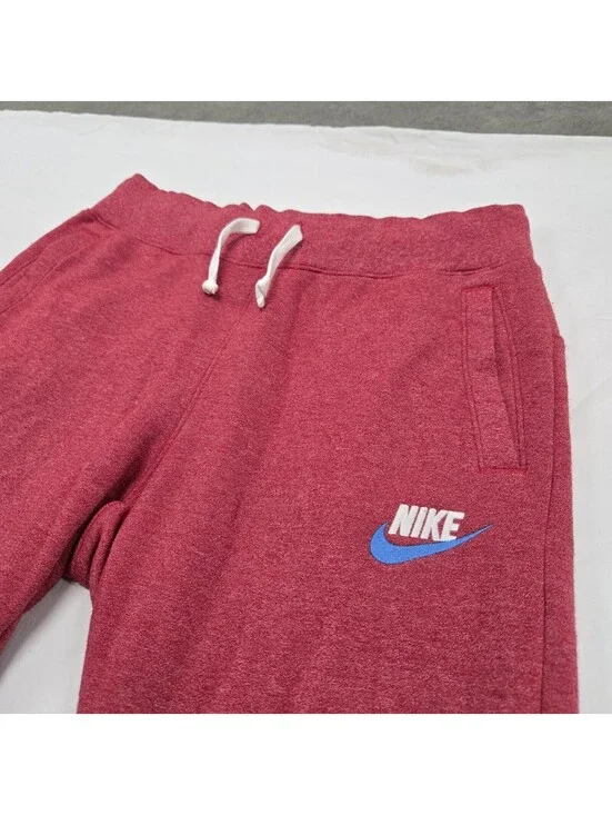 EUC Size MEDIUM Nike NSW Red Heather Terry Heritage Jogger Sweatpants 928441-687