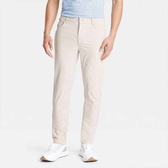 All in Motion Mens Golf Pants Stone Beige Stretch 5-Pocket 40x32 NEW