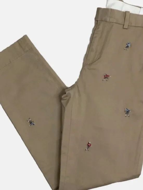 Brooks Brothers Men's Milano Fit Football Embroidered Chino Pants | Tan Khaki