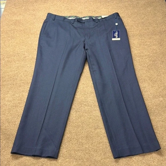 Chaps Men's Navy Blue Dress Pants 42x30 100% Wool Classic Fit Formal Slacks NWT