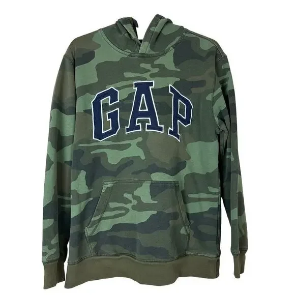 GAP Kids XXL Camo Hoodie Military Green Pullover Sweatshirt