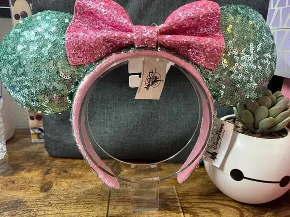 NWT Disney Parks Mint Green and Pink Sugar Rush Sequin Ears Headband