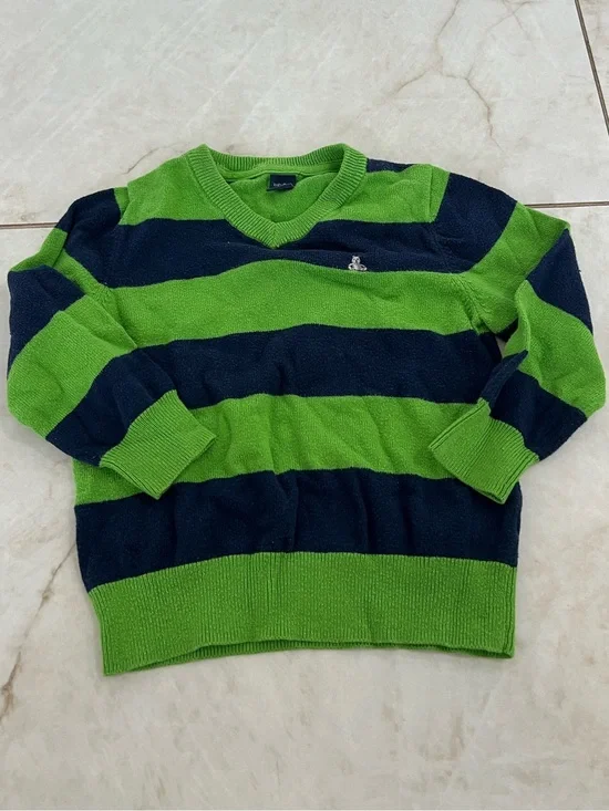 Gap Green & Blue Knit V-Neck Sweater Size 3 Years