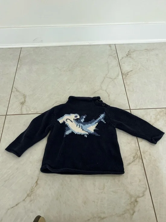 Gap Navy Blue Knit Shark Sweater Size 18-24 Months
