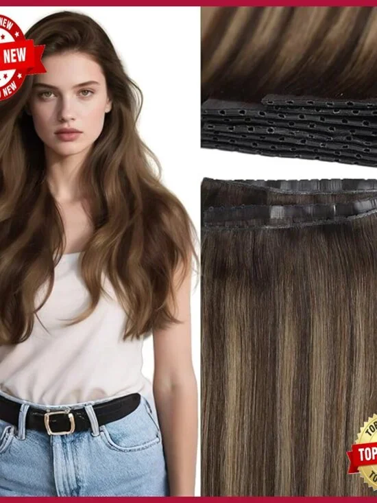 20 Inch Human Hair Extensions Glueless Sew In Butterfly Weft 100G