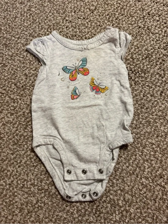 Baby Girl Short Sleeve Carter's Heather Gray Glitter Butterfly Bodysuit 3 Months