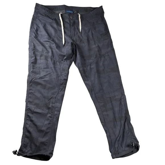 Iceburg Outerwear Cargo Pants Mens Medium Grey Camo Ripstop Drawstring Utility