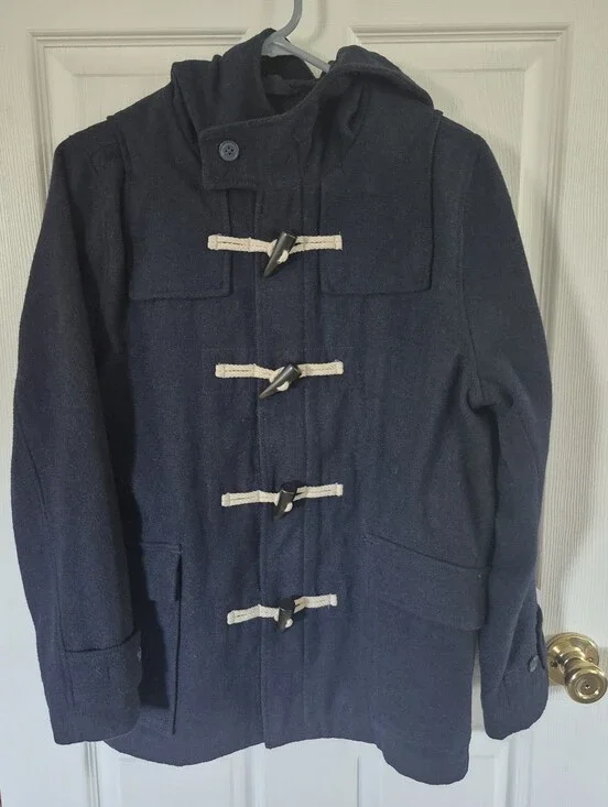 Gap Kids Navy Wool Blend Peacoat With Toggle Button Detail And Hood 13/14 XXL