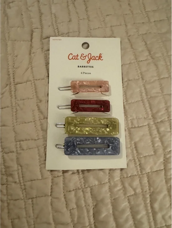 Cat & Jack 4-Piece Marble Pattern Rectangular Barrettes Hair Clips