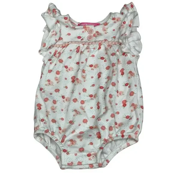 Isaac Mizrahi New York Baby Girl Pink Floral Onesie Size 3-6 Months