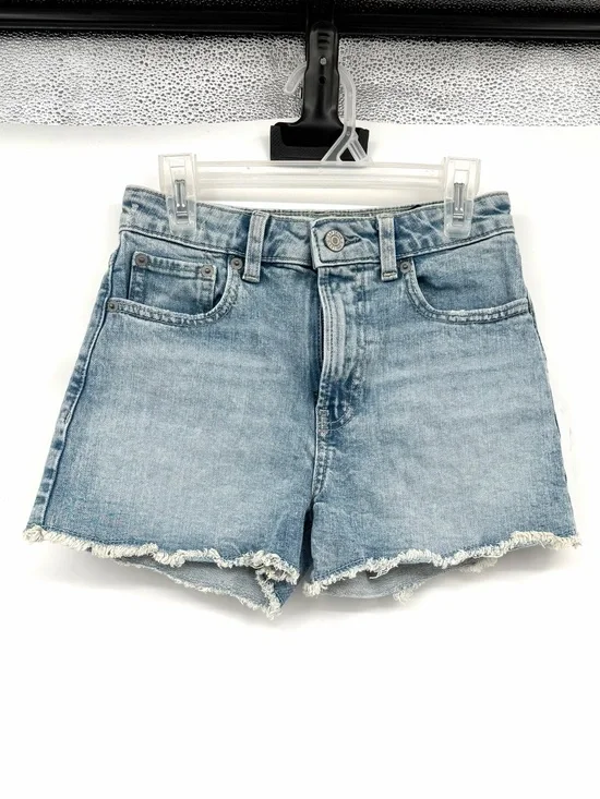 Gap light wash high rise cut off raw hem denim jean shorts