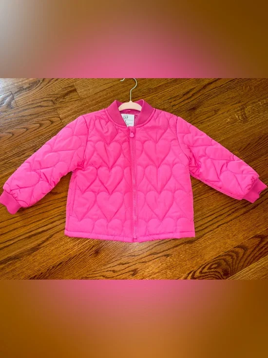 Baby Gap Girls' Hot Pink Quilted Heart Jacket 2T