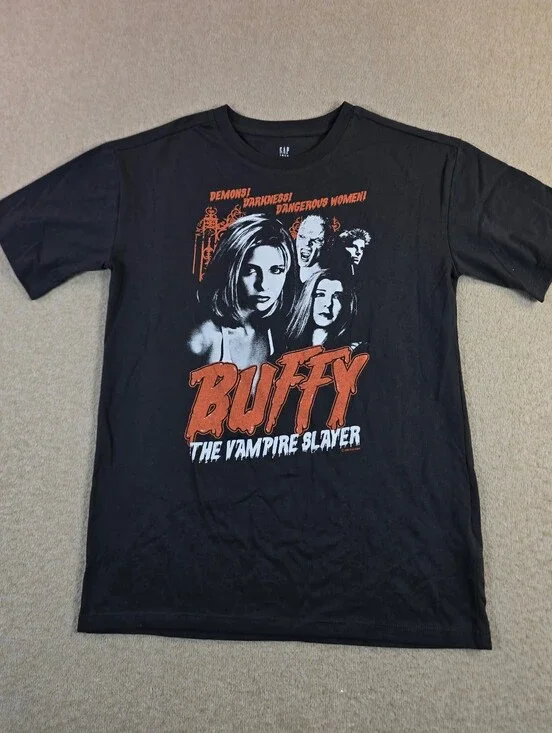 Buffy The Vampire Slayer Graphic T-Shirt Gap Teen Size 10 Black Oversized