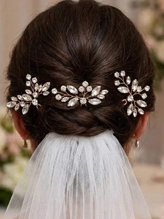 Bridal Gold Crystal Hair Pins - Elegant Wedding Hair Accessories