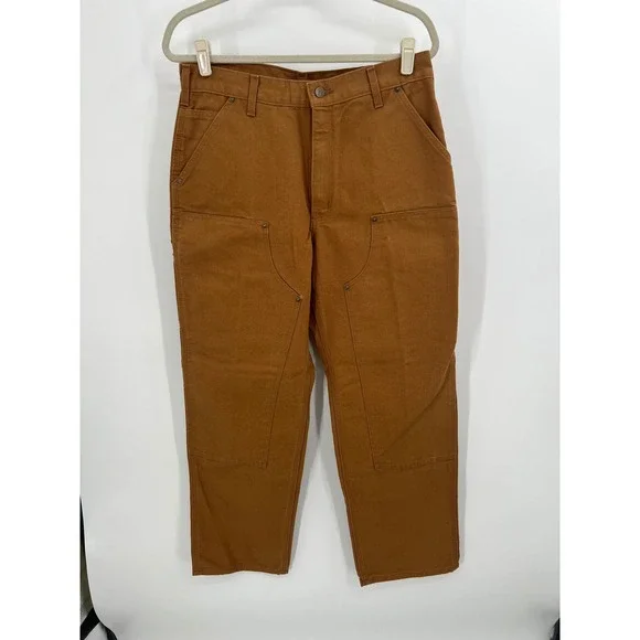 Carhartt B136 BRN NWT Made in USA Double Front Duck Work Pants Men's 35x30