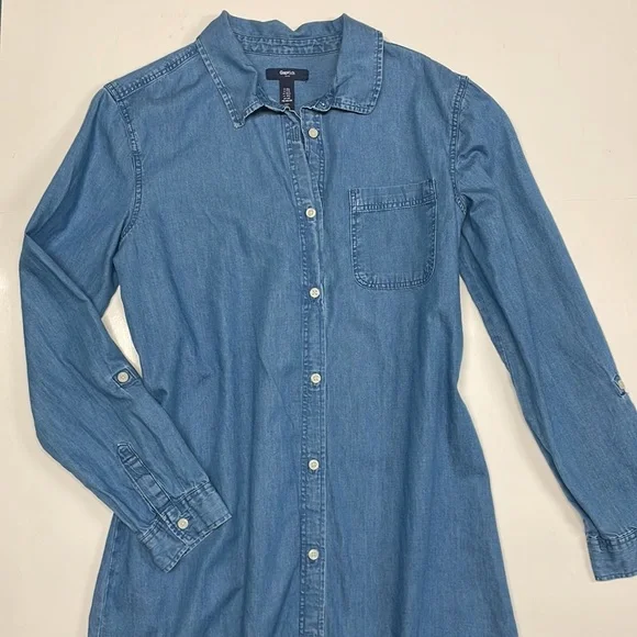Gap Kids Blue Denim Chambray Shirt Dress