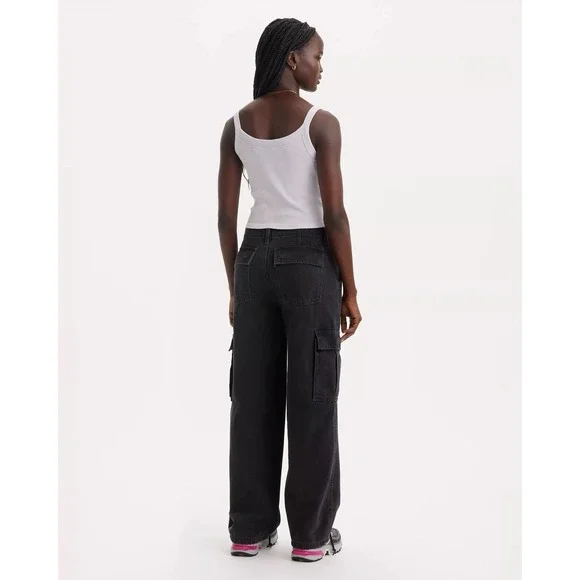 Levi's 94 Baggy Womens Cargo Pants Black Sz 31 Relaxed Utility Streetwear Grunge