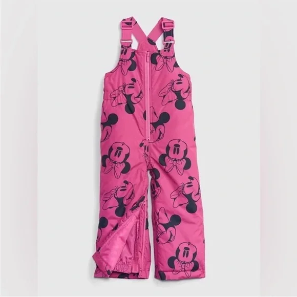 GAP x Disney Toddler Pink Minnie Snow Bib Overalls