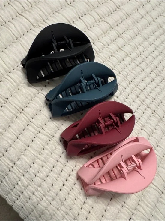Matte Hair Claw Clips - Set of 4 (Black, Teal, Burgundy, Pink)