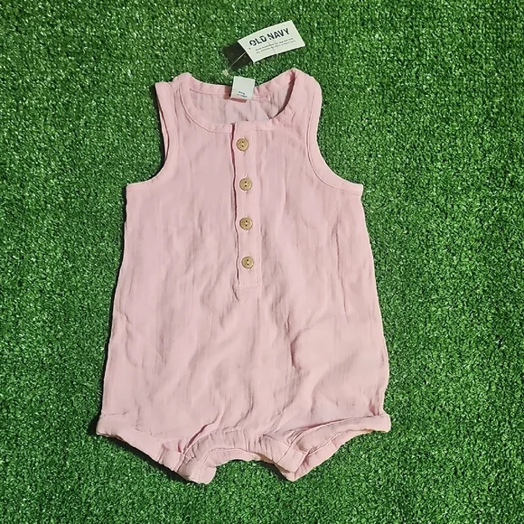 Old Navy Light Pink Baby Romper with Buttons