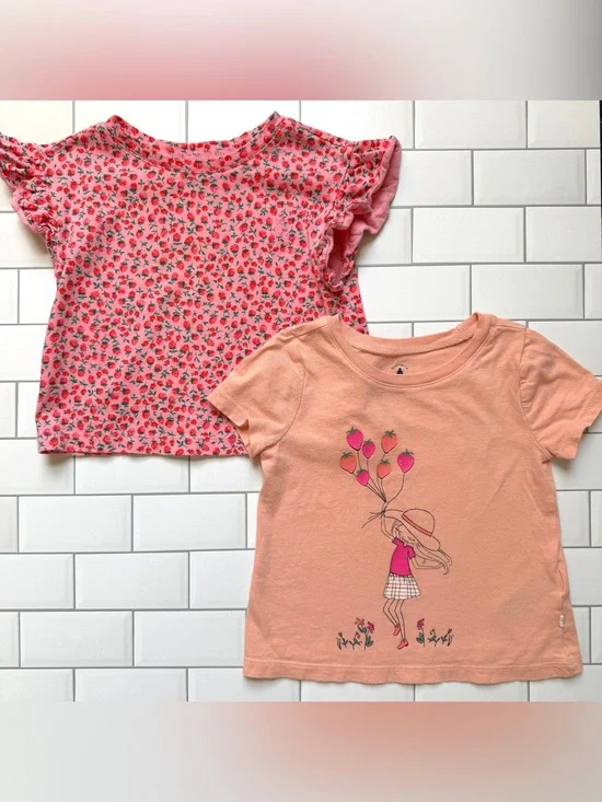 18M🍓 GAP Strawberry Short Sleeve T Shirt Bundle Ruffle Fashion Girl Balloons
