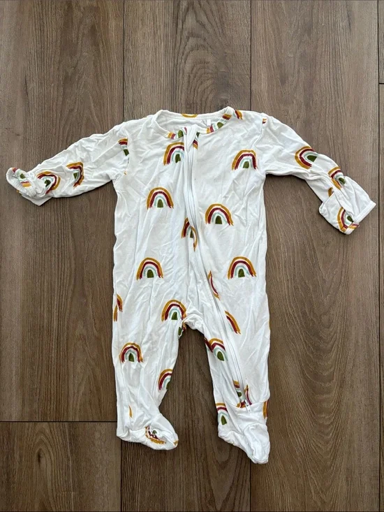 White Rainbow Print Baby One-Piece Footed Sleeper