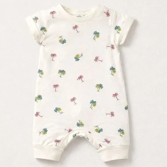 Grayson Mini cotton shortie romper with palm tree print New with tags
