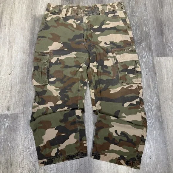 Outdoor Life Mens Cargo Pants 38x28 Camo Hunting Work Utility Baggy Wide Leg Y2K