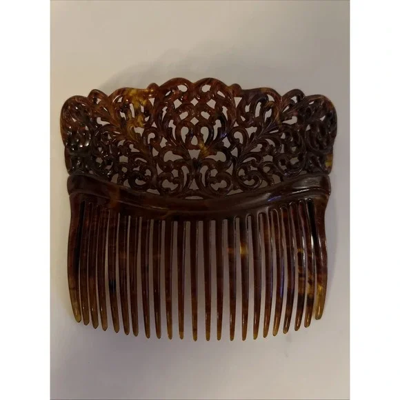 Gorgeous Antique Vintage Ornate Large Faux Tortoise Hair Comb 5.5