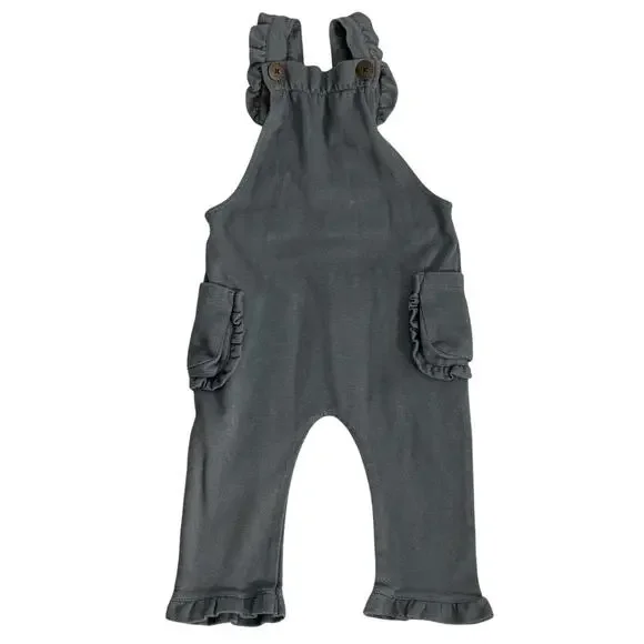 Milkbarn Ruffle Overalls made from organic denim‎ size 12-18 mo
