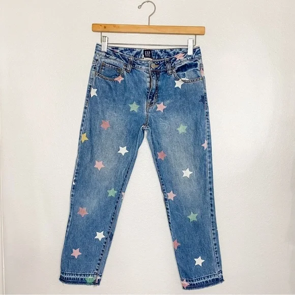 Gap Denim Girls 12 Regular Girlfriend Jeans with Star Print