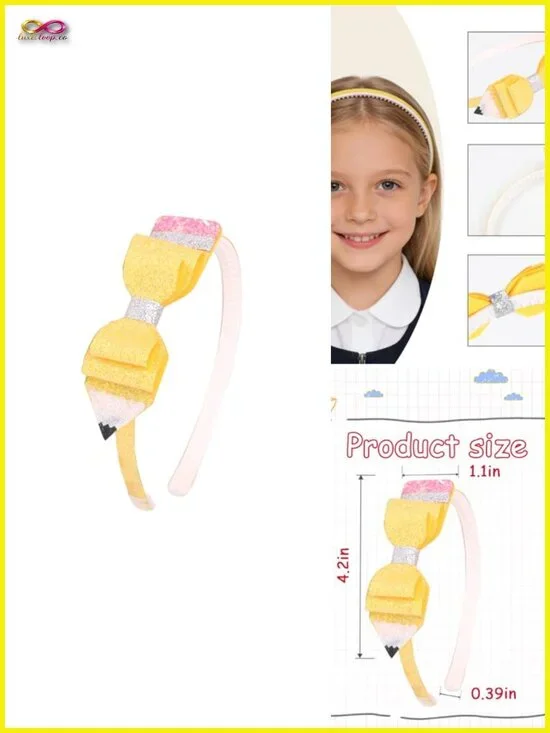 Glitter Pencil Hair Headband Non-Slip School Spirit Hair Accessory Teens Girls
