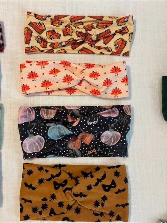 Fall holiday print knotted headbands