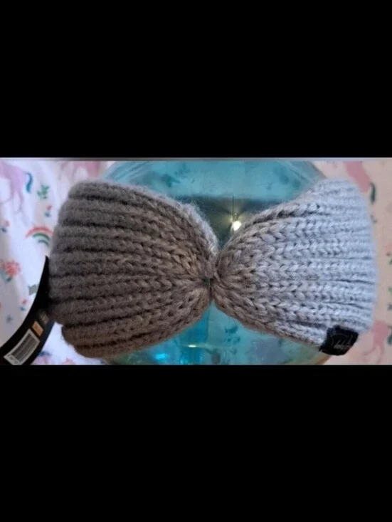 NWT Y2K Baby Phat Grey Knit Casual Twist Winter Headband Ear Warmer Wrap